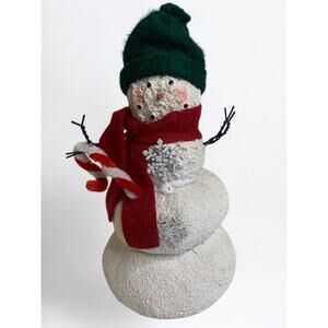 Holiday Winter Snowman Plaster Snowflakes Red Green 7 Inch
